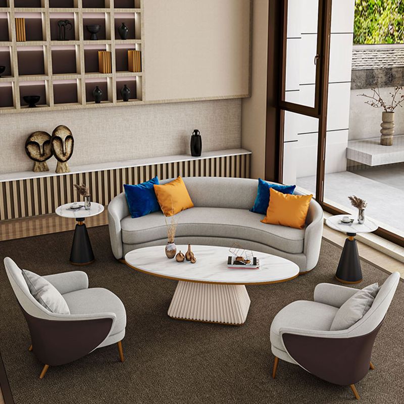 Tuxedo Arm Sofa Linen and Faux Leather Seating for Bonus Room