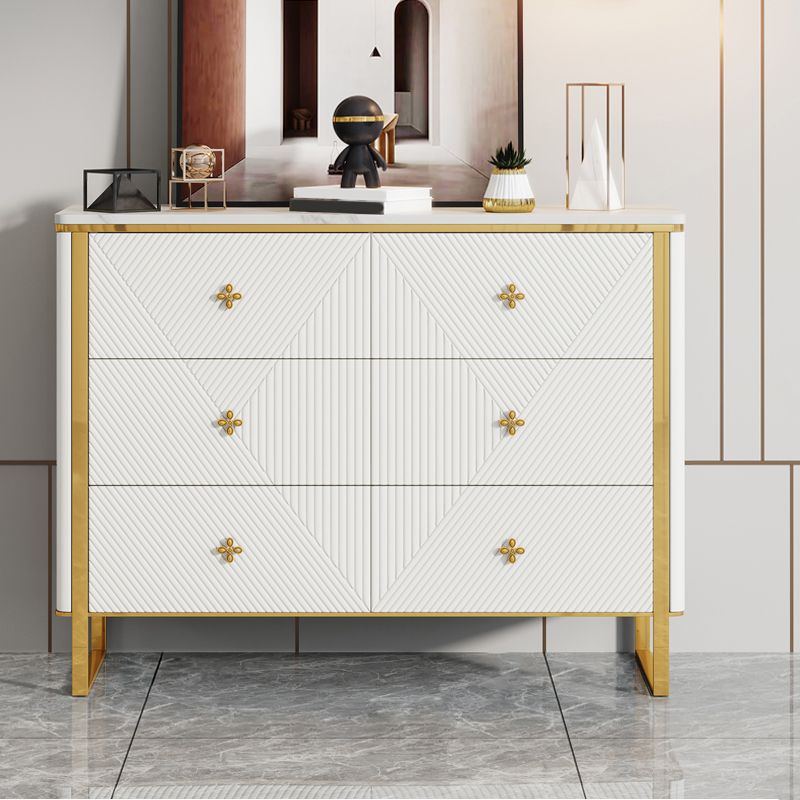 Glam Horizontal Double Dresser Stone Storage Chest Dresser for Bedroom