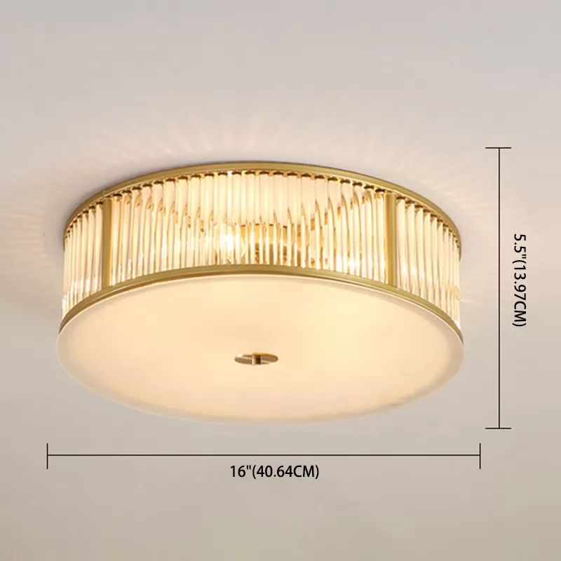Plafonnier encastré à tambour, plafonnier moderne en cristal pour chambre à coucher, doré