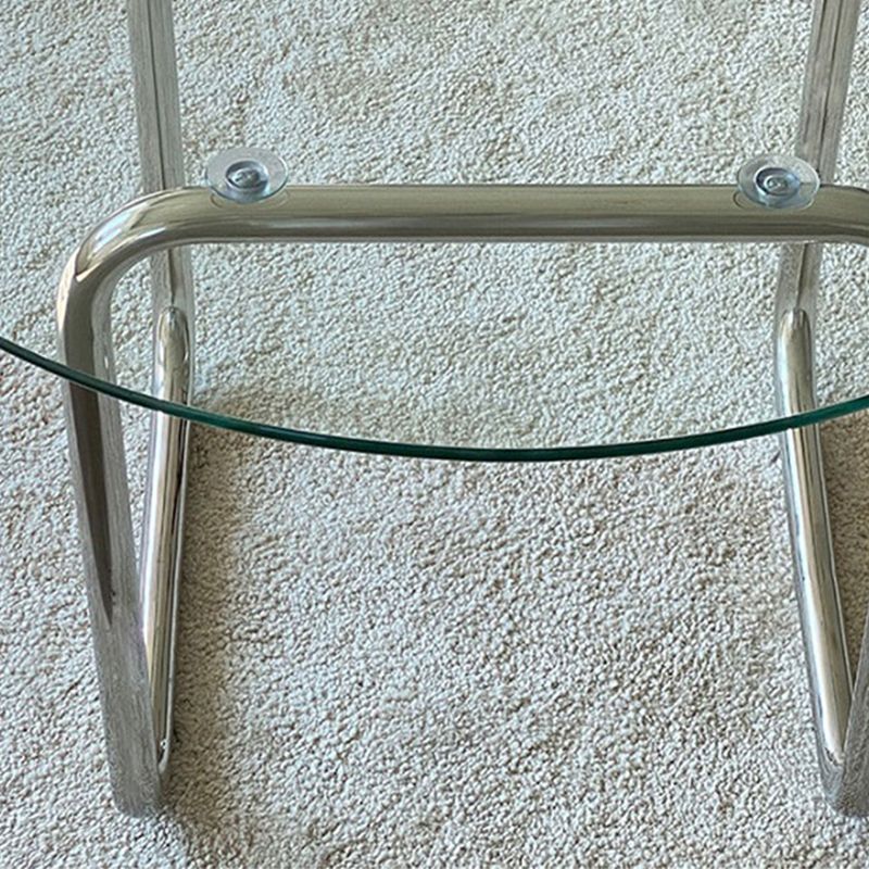Modern Glass Coffee Table with Sled Stainless Steel Base Cocktail Table