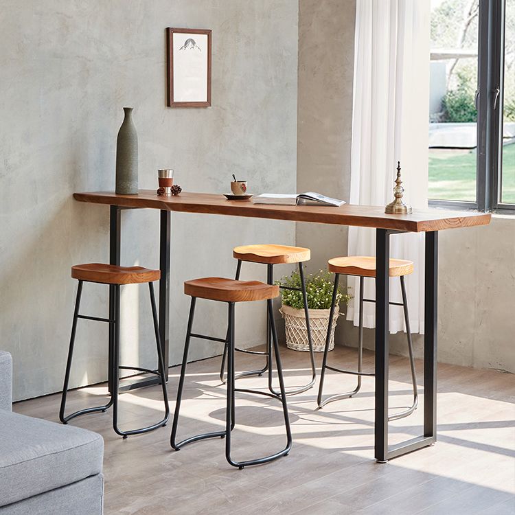 Modern Rectangle Solid Wood Bar Table Set 1/2/4/5/9 Pieces Counter Table with Stools