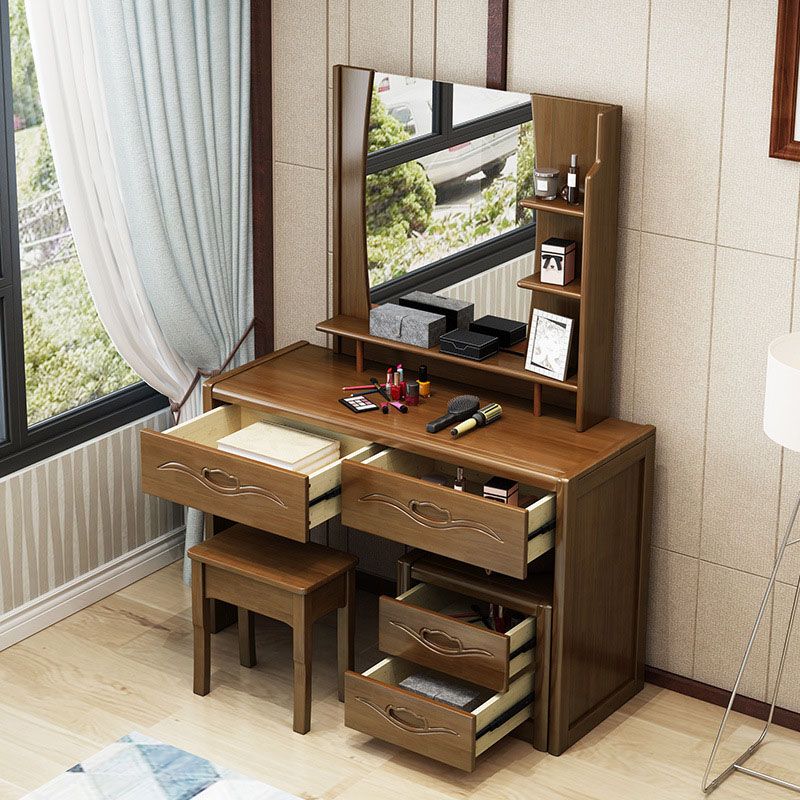 Traditional Bedroom Solid Wood 4 Drawer Standing Make-up Vanity