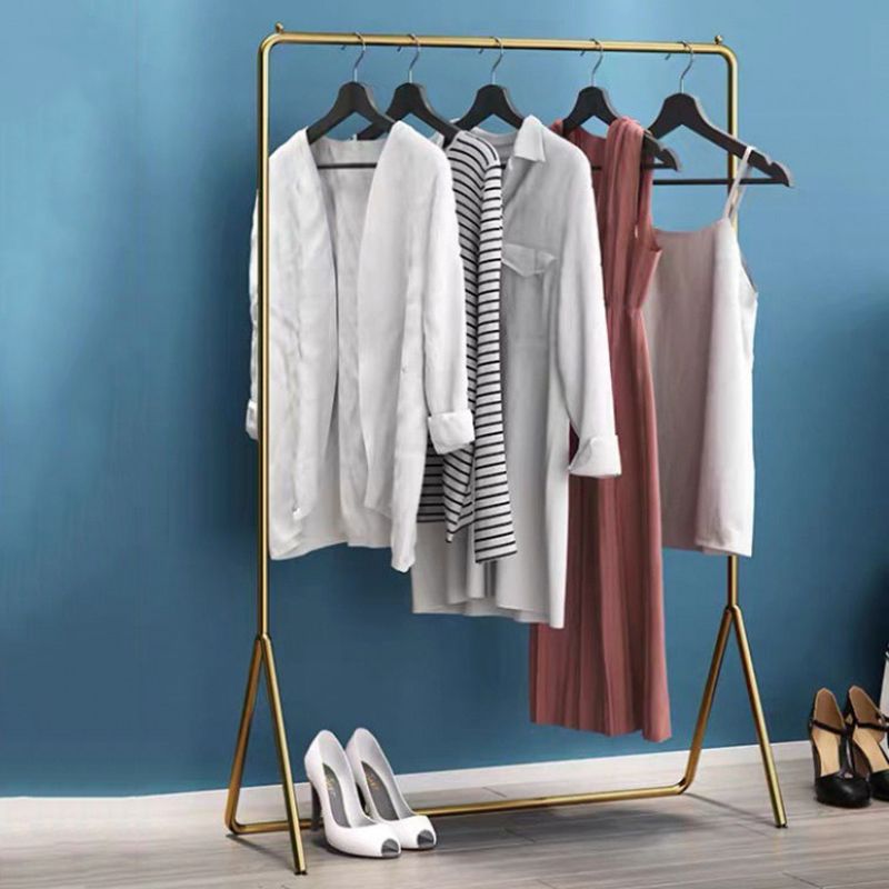 Glam Metallic Coat Hanger Free Standing Trestle Base Coat Rack for Living Room