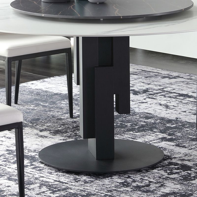 Modern Round Dinette Set 1/4/7 Pieces Sintered Stone Top Dining Table Set with Turntable