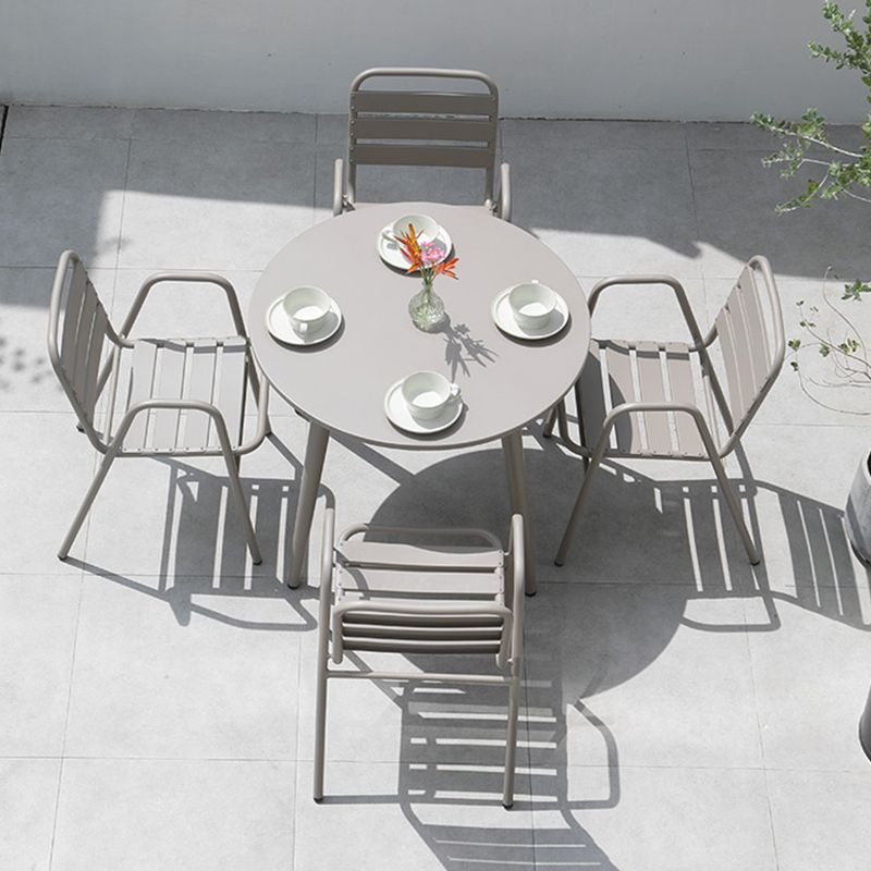 Industrial Armchair Open Back Metal Patio Dining Chair with Arm