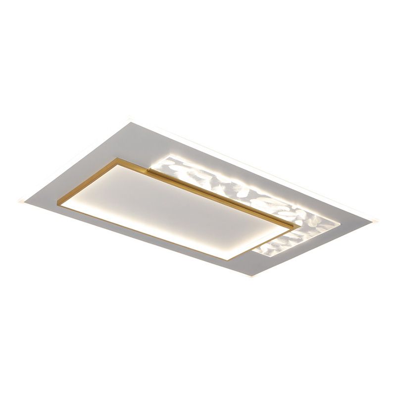 White and Gold LED Flush Mount in Modern Concise Style Acrylic Feather Ceiling Light for Living Room