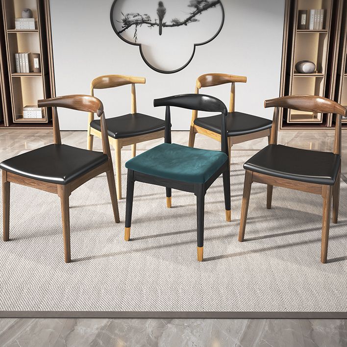Industrial Armless Dining Chairs Solid Wood Open Back Side Chair