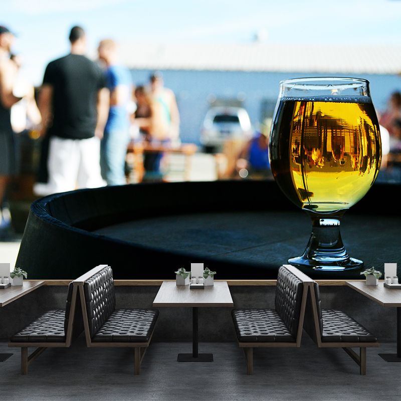 Soft Color Mural Wallpaper with Beer Print Modern Mildew Resistant Commercial Use Wall Covering