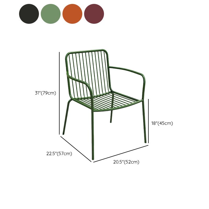 Modern Outdoor Bistro Chairs Metal With Arm Iron Patio Dining Armchair