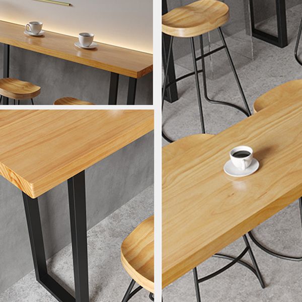 Modern 1/7 Pieces Bar Table Set Rectangle Pine Wood Counter Table with High Stools