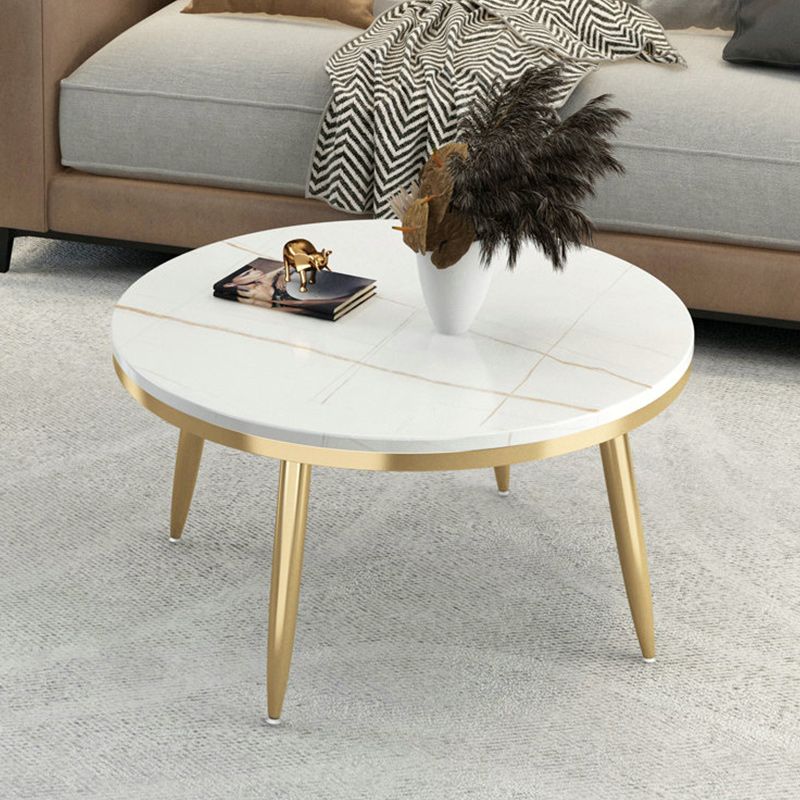 17"H Contemporary Coffee Table Round Stone Coffee Cocktail Table