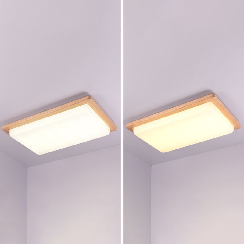 Wood 1-Light Flush Mount Ceiling Lamps Modern Style Geometric Flush Mount Light