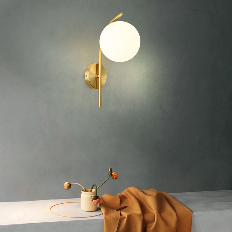 Minimalist Wall Sconce Lighting White Spherical Wall Mounted Light with Glass Shade