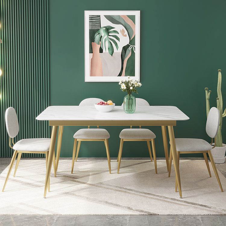 Luxusstil Sintered Stone Esstisch 4 Beine Basis Rechtecktisch für Zuhause
