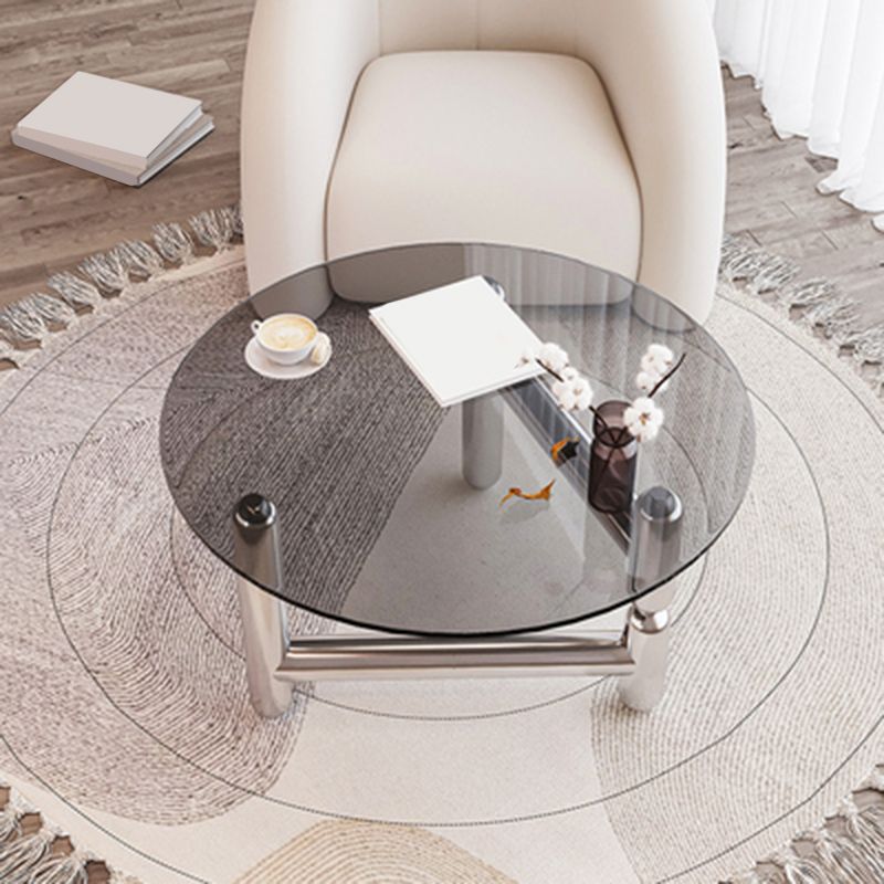 3 Legs Minimalist Coffee Round Table Open Shelf Cocktail Table