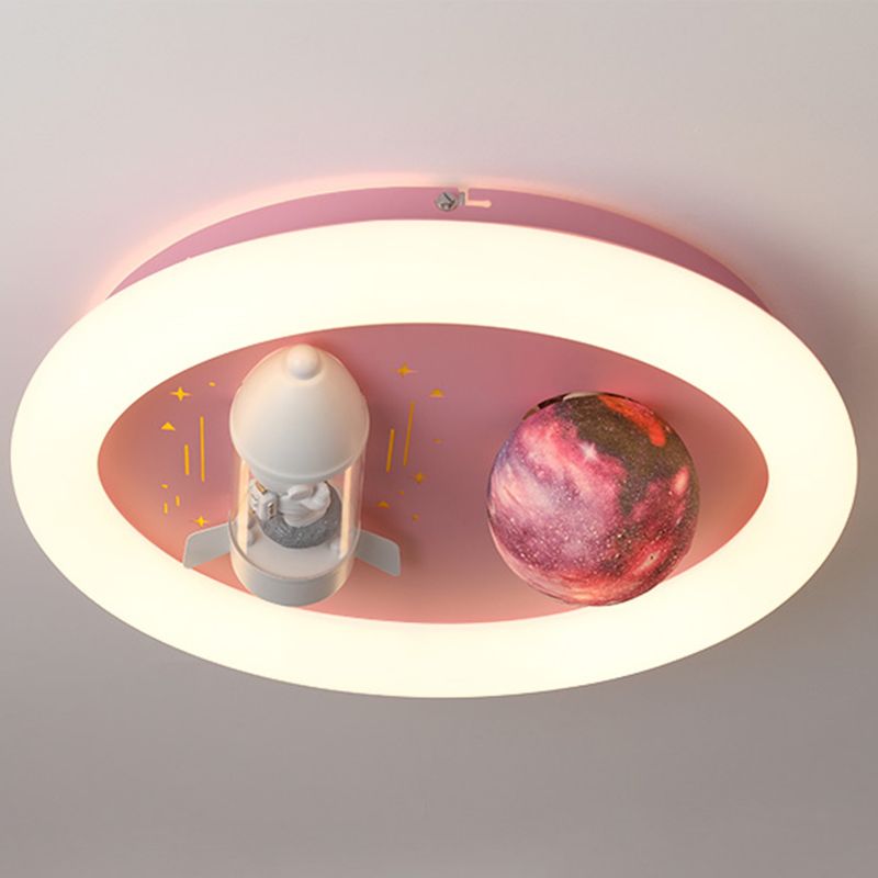 Cartoon métallique rond encastré LED lampe unique Chambre d'enfants encastré luminaire