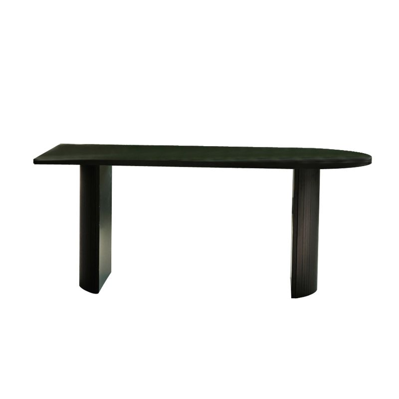 Free Form Black Dining Table Wood Table Contemporary with Double Pedestal
