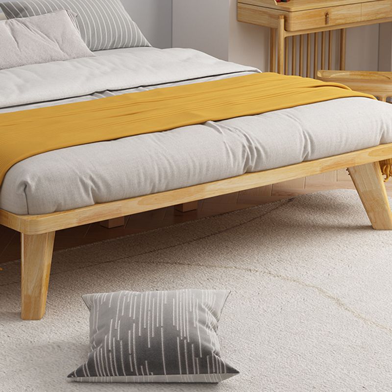 Scandinavian Solid Wood Platform Bed 13.39" High Natural Bed Frame Set