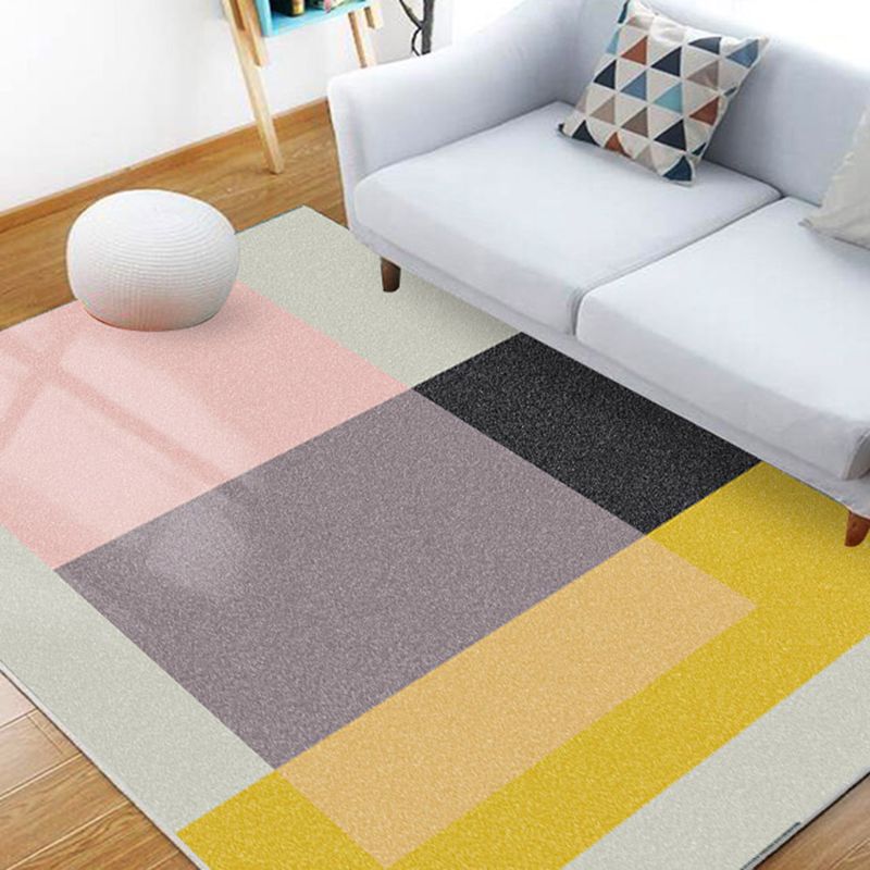 Modern Geometric Print Rug Multicolored Polyster Area Carpet Non-Slip Machine Washable Area Rug for Bedroom