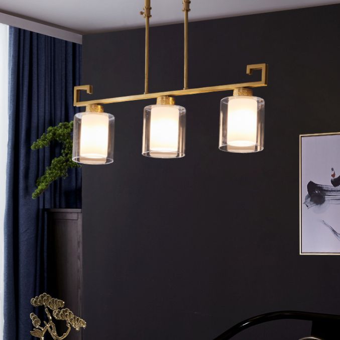 Cilinder Island Lighting Glass Contemporary Simplicity Fishting a sospensione per il ristorante