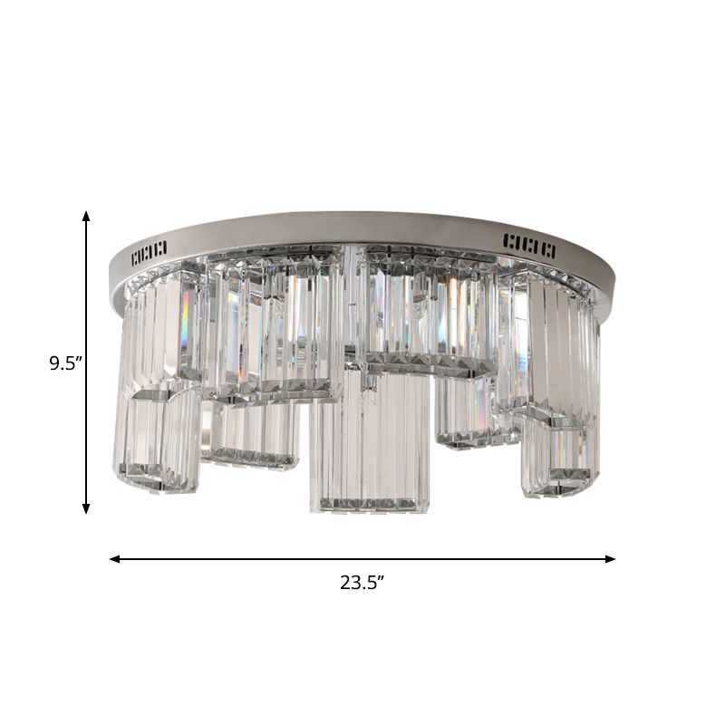 18 "/23.5" W Jagged Block Flush Mount Lamp eigentijds 6/9-Licht helder kristallen slaapkamer plafondlicht