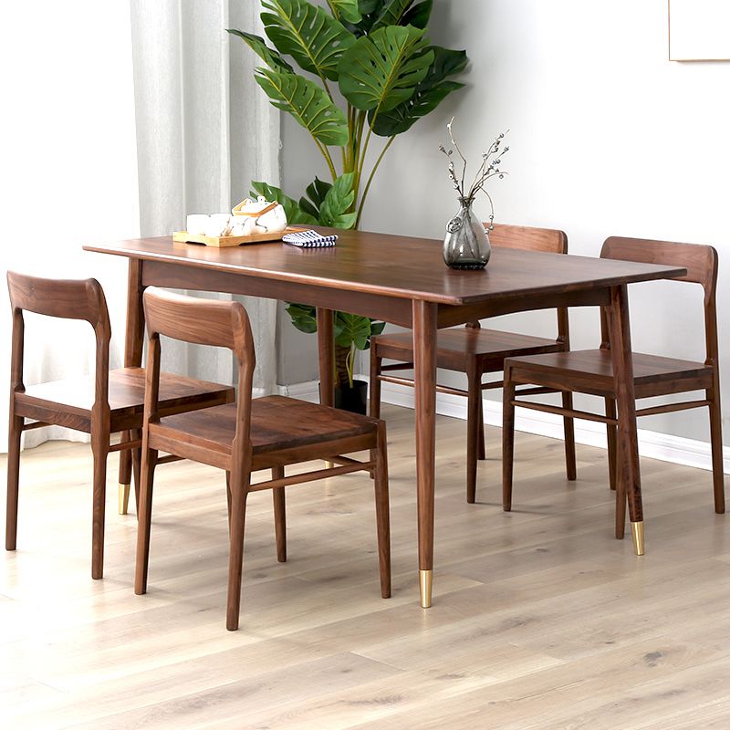 Traditional Style Solid Wood Dining Set with Rectangle Shape Table and 4 Legs Base for Home Use