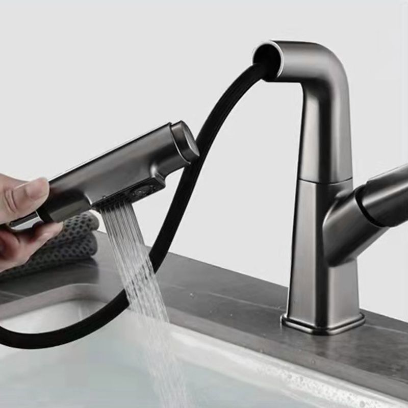 Modern Vessel Sink Faucet Solid Color Metal Centerset Faucet for Bathroom