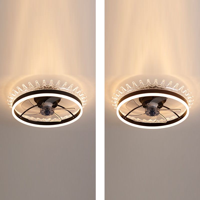 Minimalist LED Ceiling Fan Light Circular Semi Flush Ceiling Light with Acrylic Shade
