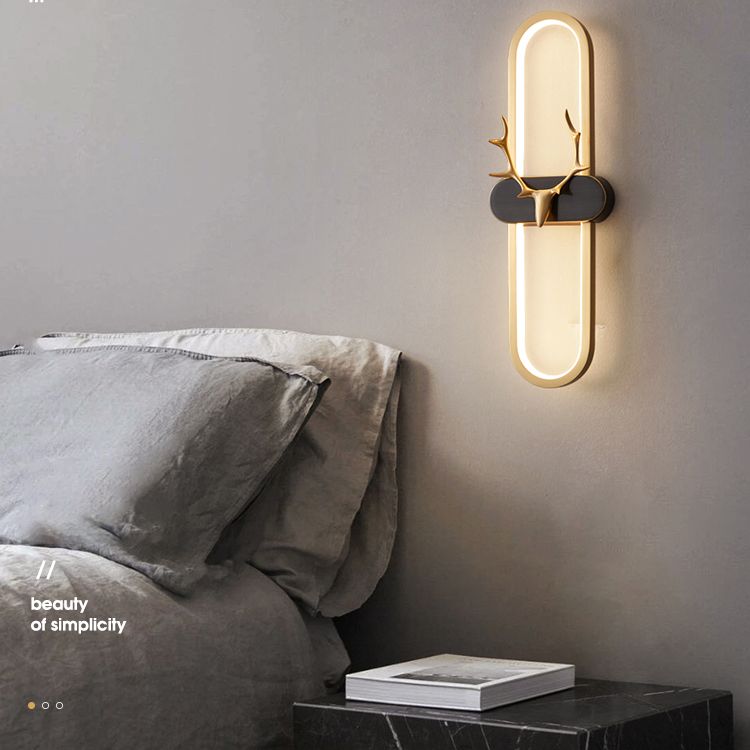Copper Antlers Wall-Mounted Light Metal Wall Light Sconces for Bedroom