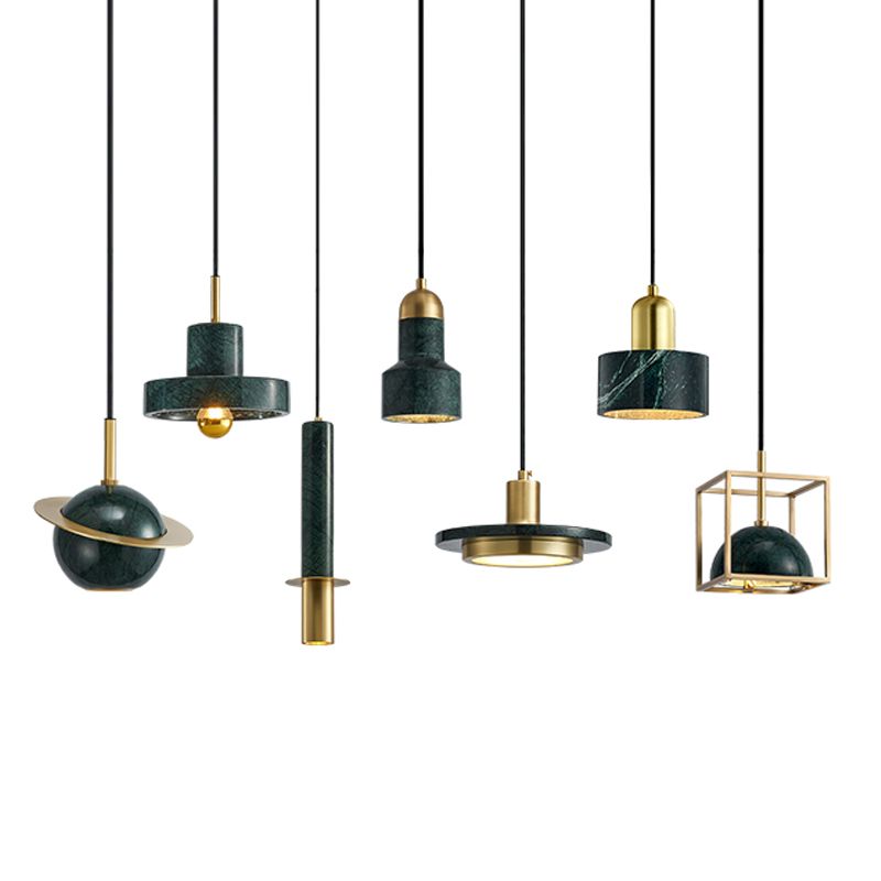 Pendentif en marbre géométrique Postmodern 1-bulbe petite lumière suspendue pour salle à manger