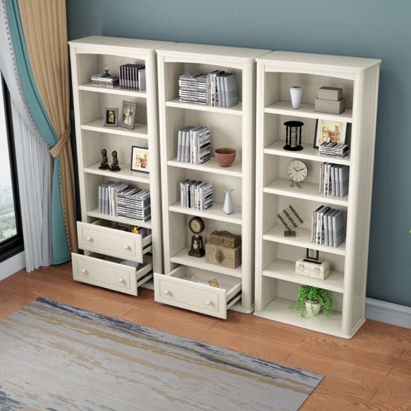 Wood Standard Bookshelf White Contemporary Bookcase with Shelves