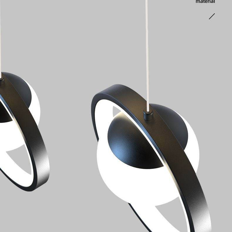 5-Lights Circles LED Island Light Opal Glass Double Spotlight Design Minimalism Lighting Fixture for Dining Room