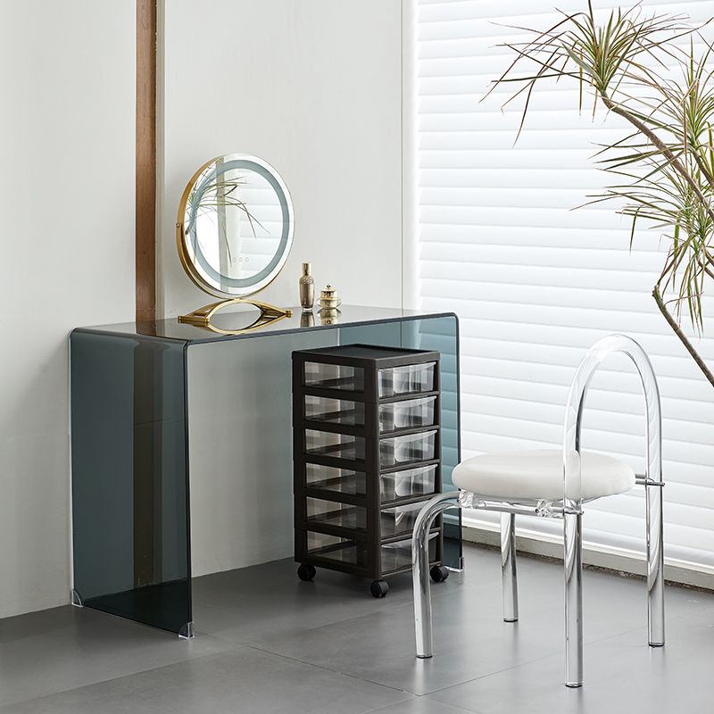 Contemporary Glass Make-up Vanity Glass Top Vanity Set for Bedroom