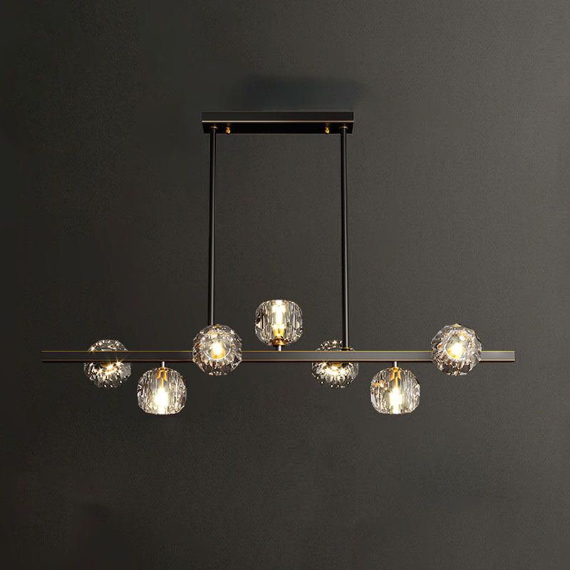 Lumière simple luxe moderne Crystal LED suspendu îlot suspendu pour salle à manger