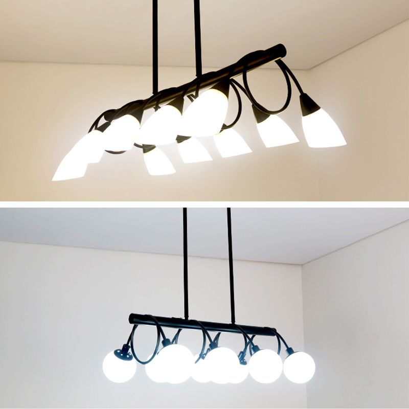 Glass Shaded Island Lighting Fixture Minimalist Style White Island Pendant Light