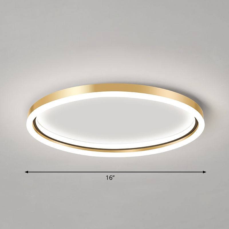 Aluminum Ring Ceiling Flush Mount Light Simplicity Golden LED Flush Mounted Lamp for Bedroom