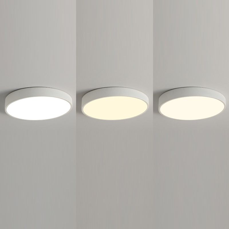 Schlafzimmer Circle Flush Mount Ceiling Licht Metall LED Einfache Deckenlampe in Weiß
