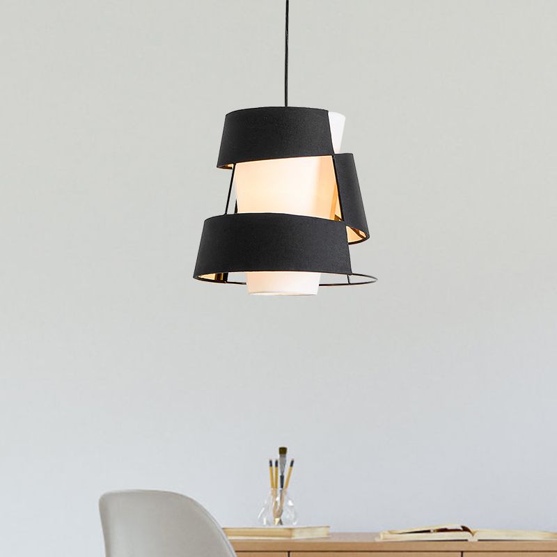White/Black Barrel Hanging Light Modernism 1 Bulb Metal Ceiling Pendant Lamp with Laser Cut Design