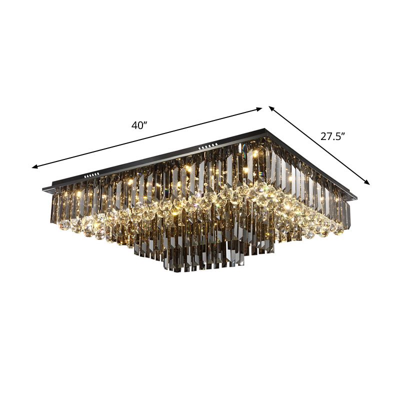 Rectángulo de cristal de prismas de cristal contemporáneo Iluminación de montaje de LED de níquel contemporáneo en luz cálida/blanca