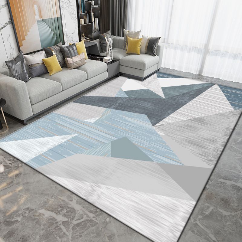 Black Modern Rug Polyester Pattern Indoor Rug Washable Rug for Living Room