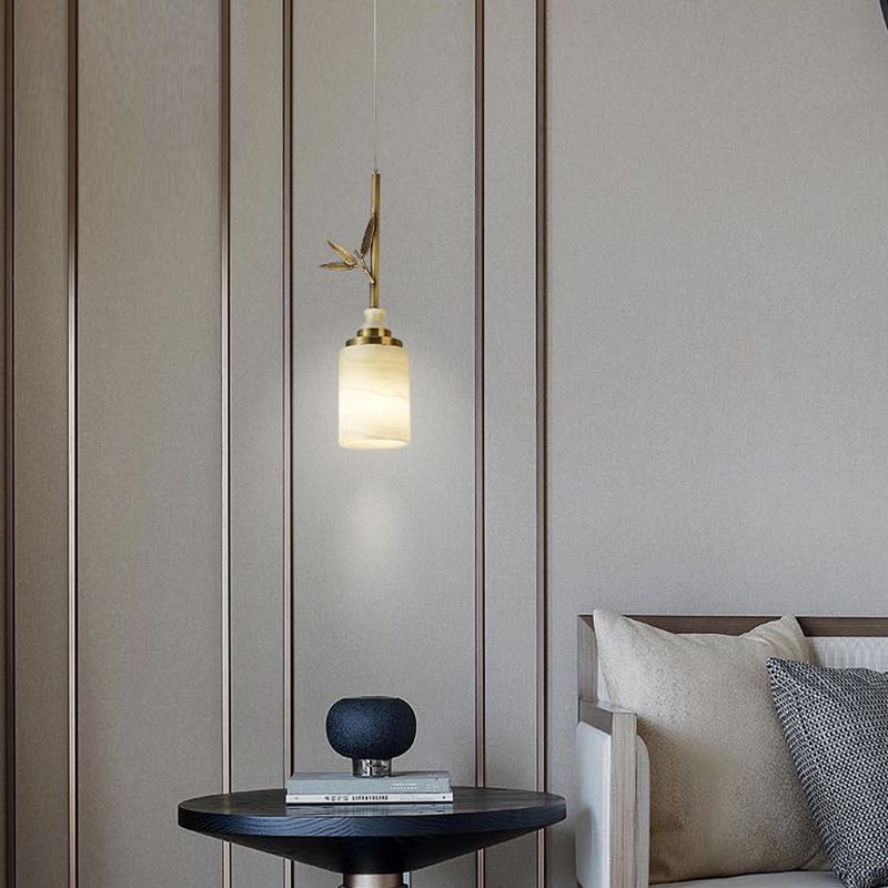 Suspension de style moderne suspendu à la lumière du cylindre en pierre pour chambre à coucher