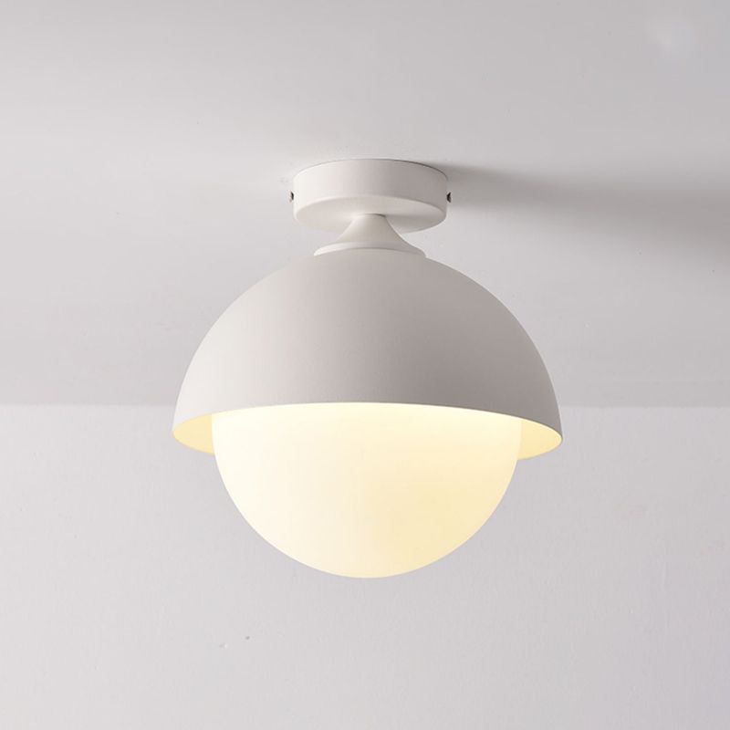 Metal Flush Mount in Black / White Ceiling Flush with Glass Ball Shade