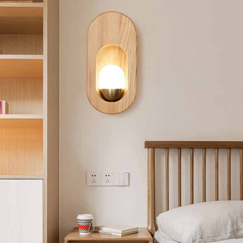 Modern Style Oval Wall Light Sconces Wood 1 Light Wall Lighting Ideas