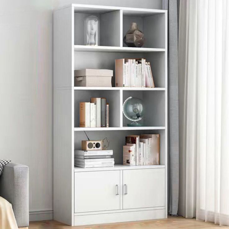 Modern Style Bookshelf Closed Back Wood Bookcase with Doors for Home Office