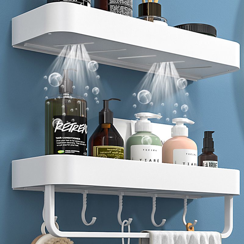 White 2-Piece Bathroom Hardware Modern Bathroom Accessory Set, Bath Shelf