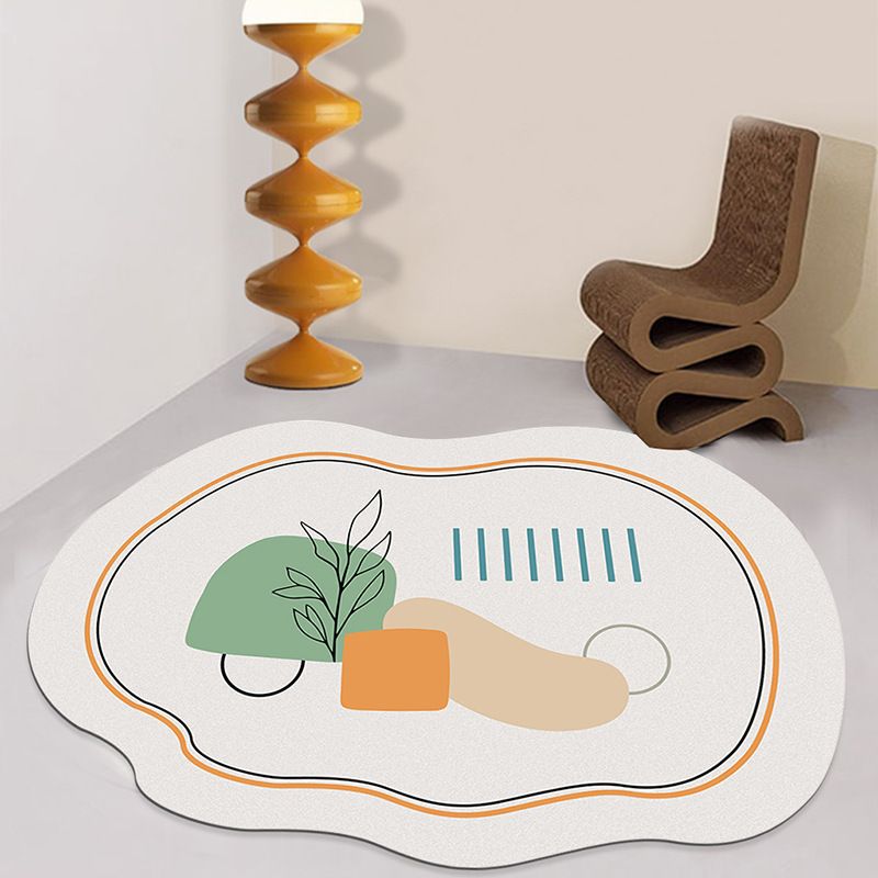 White Contrast Color Rug Polyester Modern Rug Stain Resistant Rug for Living Room