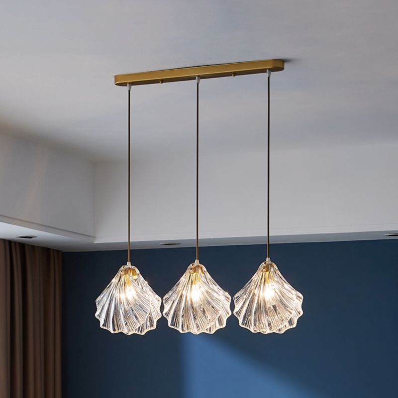 Luz de colgante de clúster de vidrio transparente de lujo, lámpara minimalista de techo múltiple de 3 luces