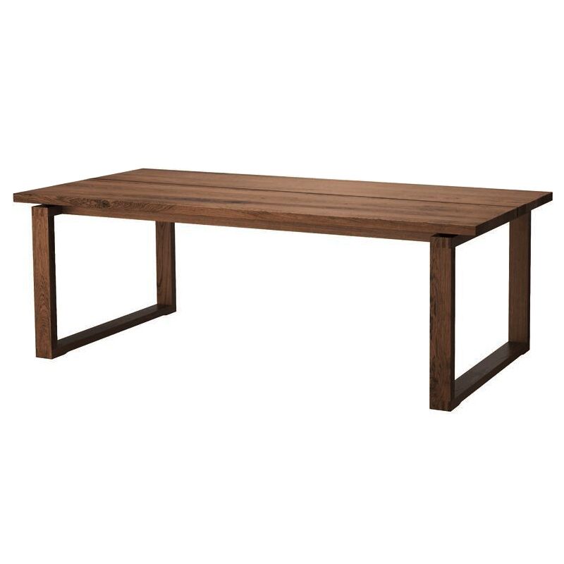 Minimalist Kitchen Standard Dining Table Solid Wood Rectangle Dining Table with Double Pedestal