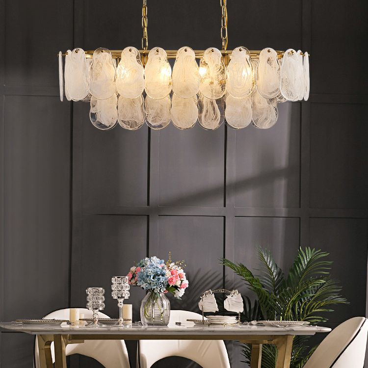 8 Light Gem Island Lighting Lighting Modern Lamandelier Glass e Metal Island Lampade in oro