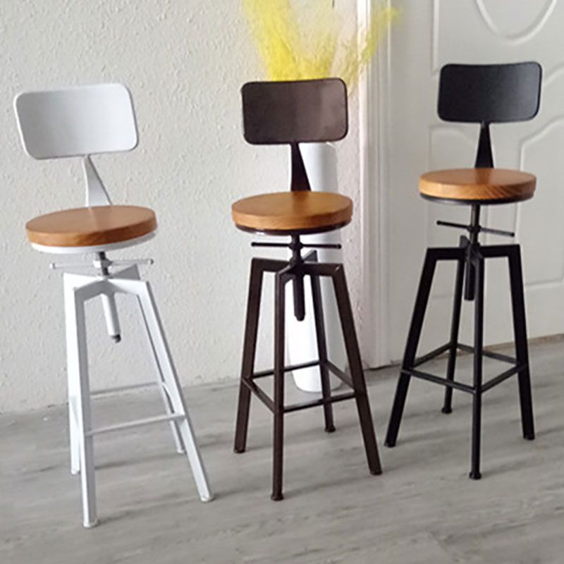 Armless Rotatable Bar Chair Modern Round Seat Bar Stool with Metal Footrest
